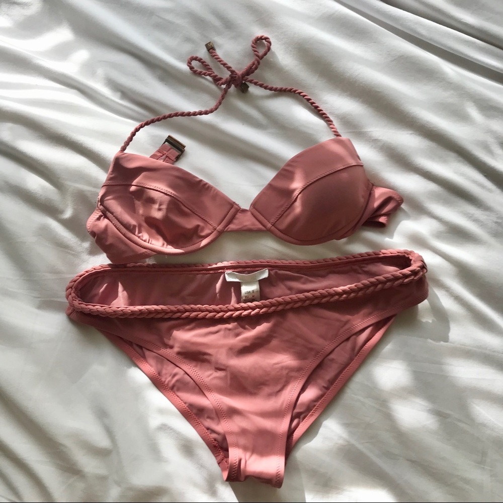 Chloé blush braided halter bikini